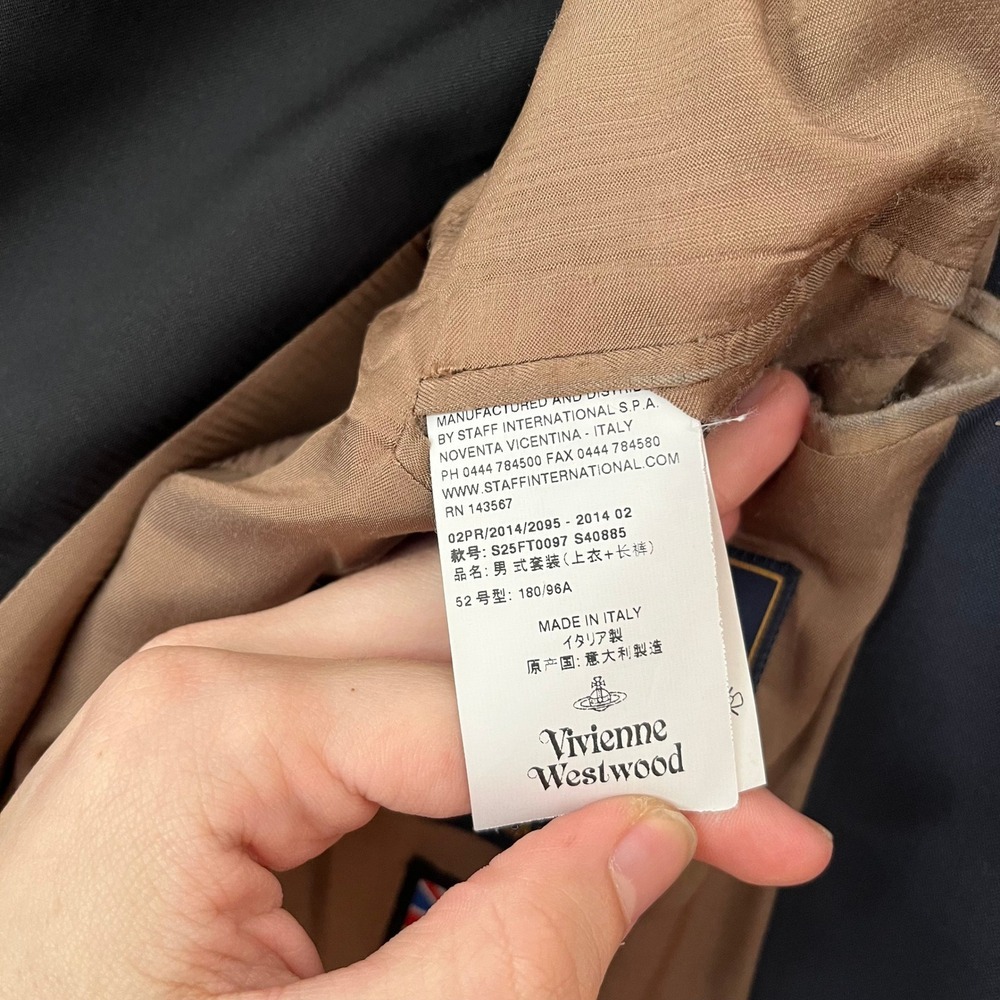 Vivienne Westwood Man Navy Blue 2-Button Blazer Jacket Made in Italy IT 52 US 42 - Picture 13 of 16